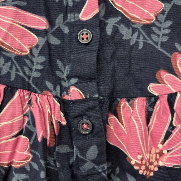 Carter’s Girls Blue Dress Pink Floral Print Size 8 Long Sleeve Cotton Viscose - Picture 3 of 8